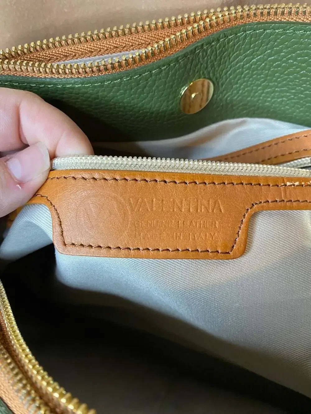 Valentina Green and Tan Crossbody Bag
